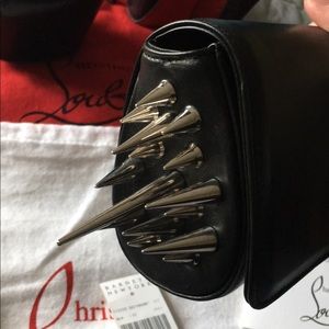 Christian Louboutin spike clutch black silver